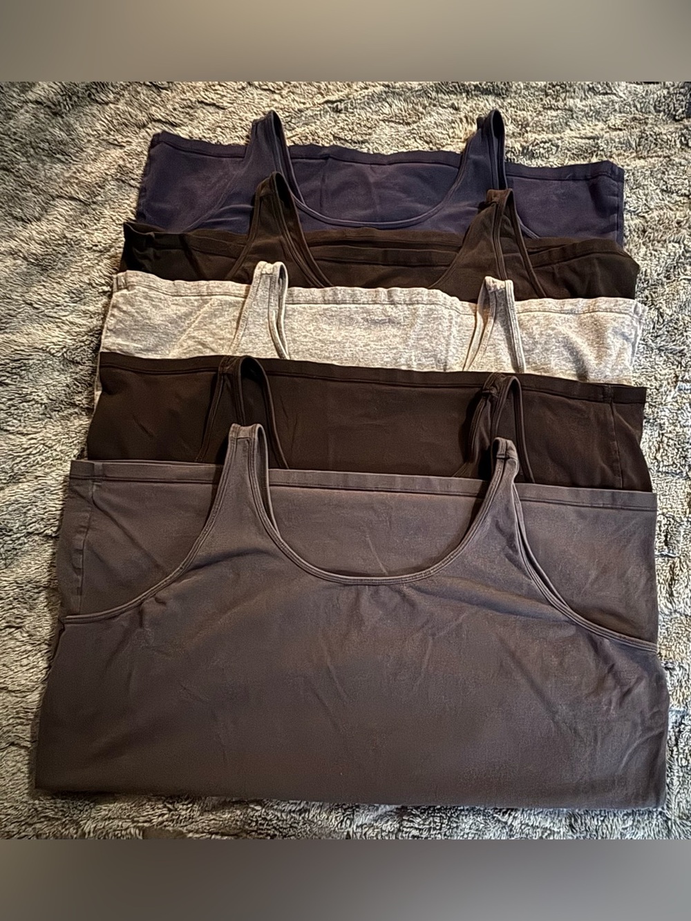 Maurices tank tops set in navy, black, gray, and charcoal